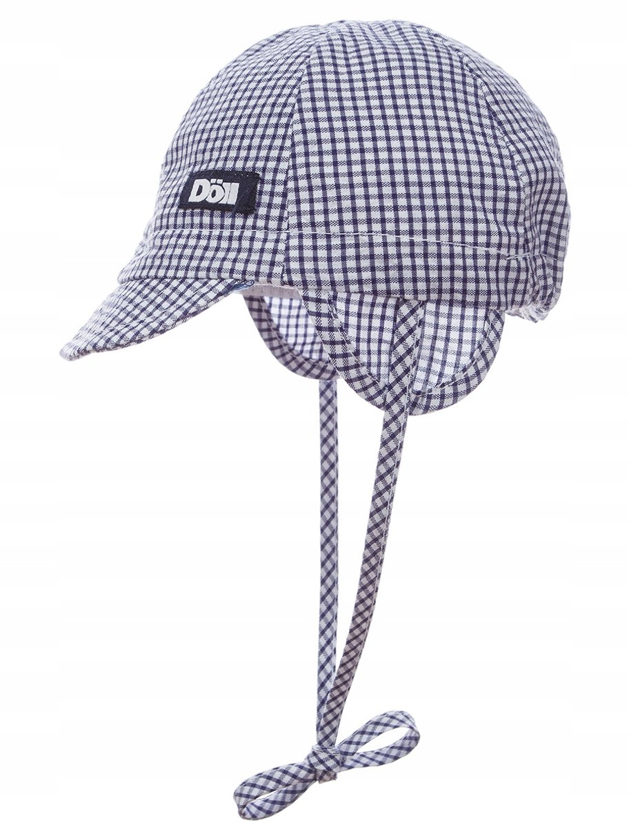 Döll Navy Geruite Babypet met Klepjes, Maat 45