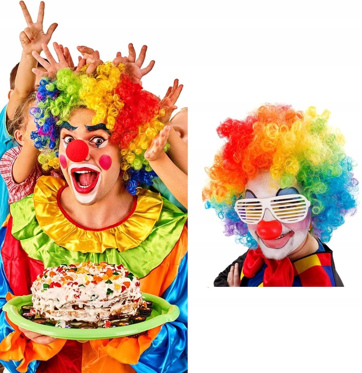 Kleurrijke Afro Pruik - Regenboog Krullen voor Feest en Carnaval