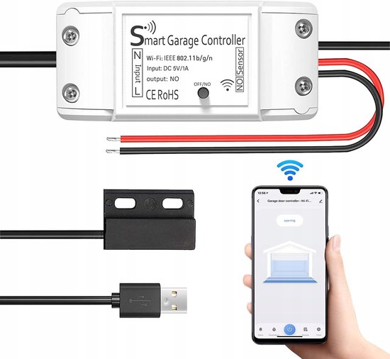 Slimme WiFi garagedeuropener met deursensor en app