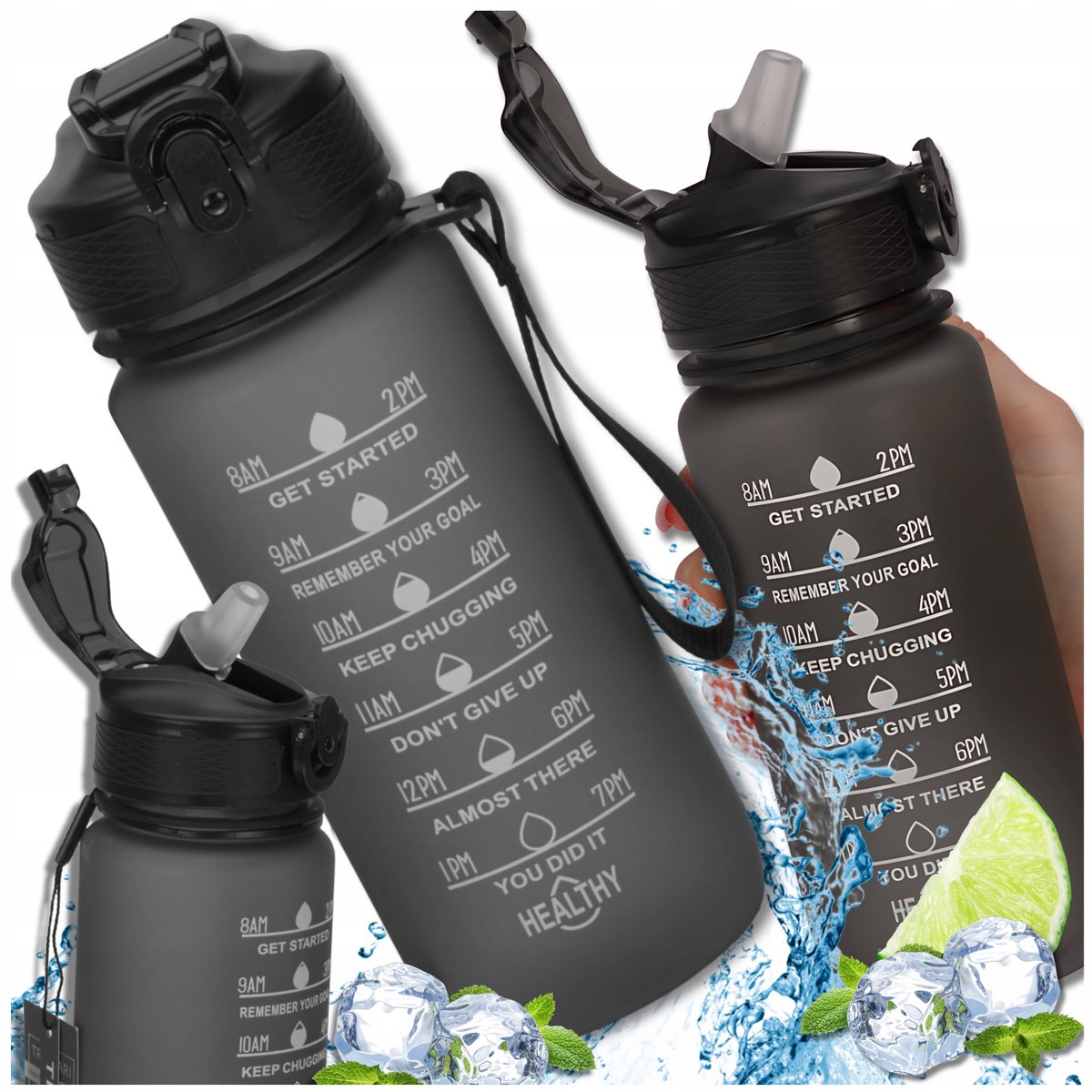Tressari Tritan Bidon Sportief 600ml BPA-Vrij met Rietje - Zwart