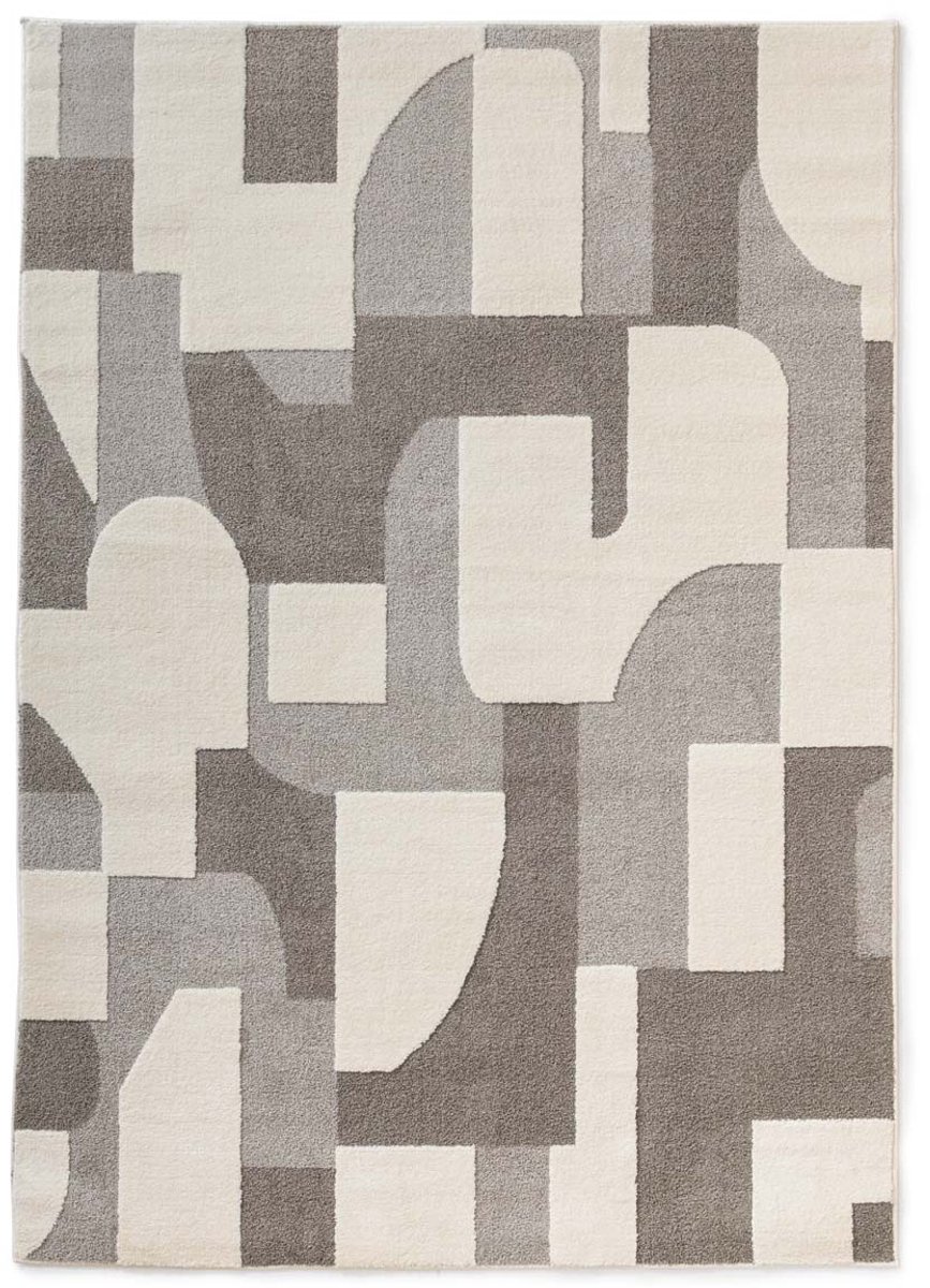 Japandi vloerkleed - Ridge Elv crème/grijs 120x170 cm