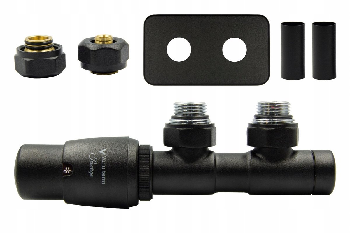 Vario-Term Twins Thermostatische Klep Links Zwart Pex All-in-One 50mm