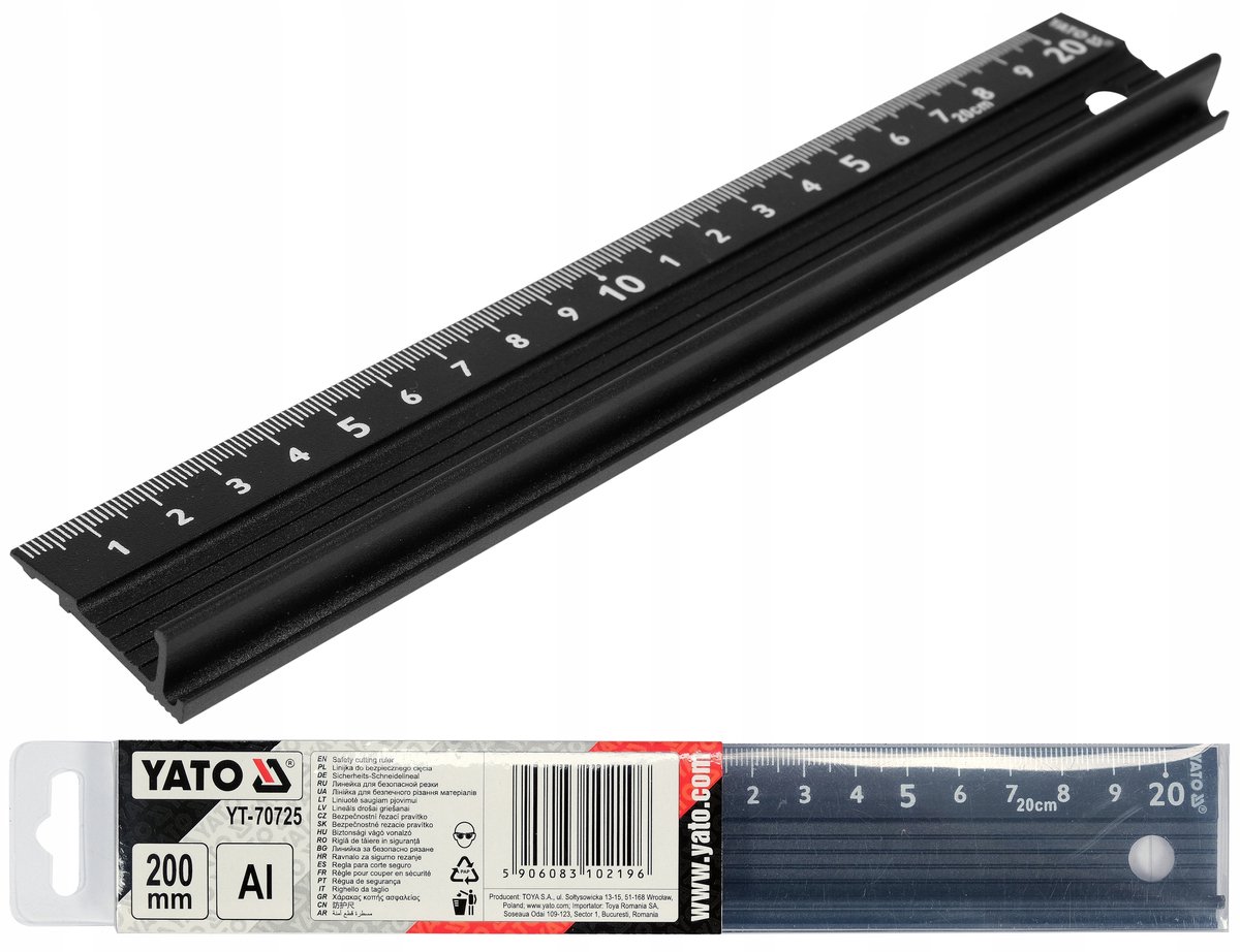 Yato Aluminium Liniaal met Beschermprofiel - 20cm
