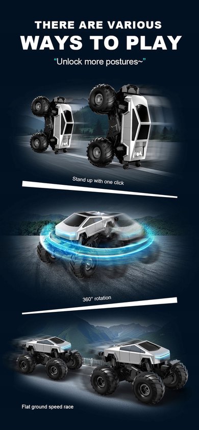 YAR - Mini Cybertruck RC Auto avec station de charge - Design innovant - Voiture électrique avec éclairage - Pour Enfants - Wit