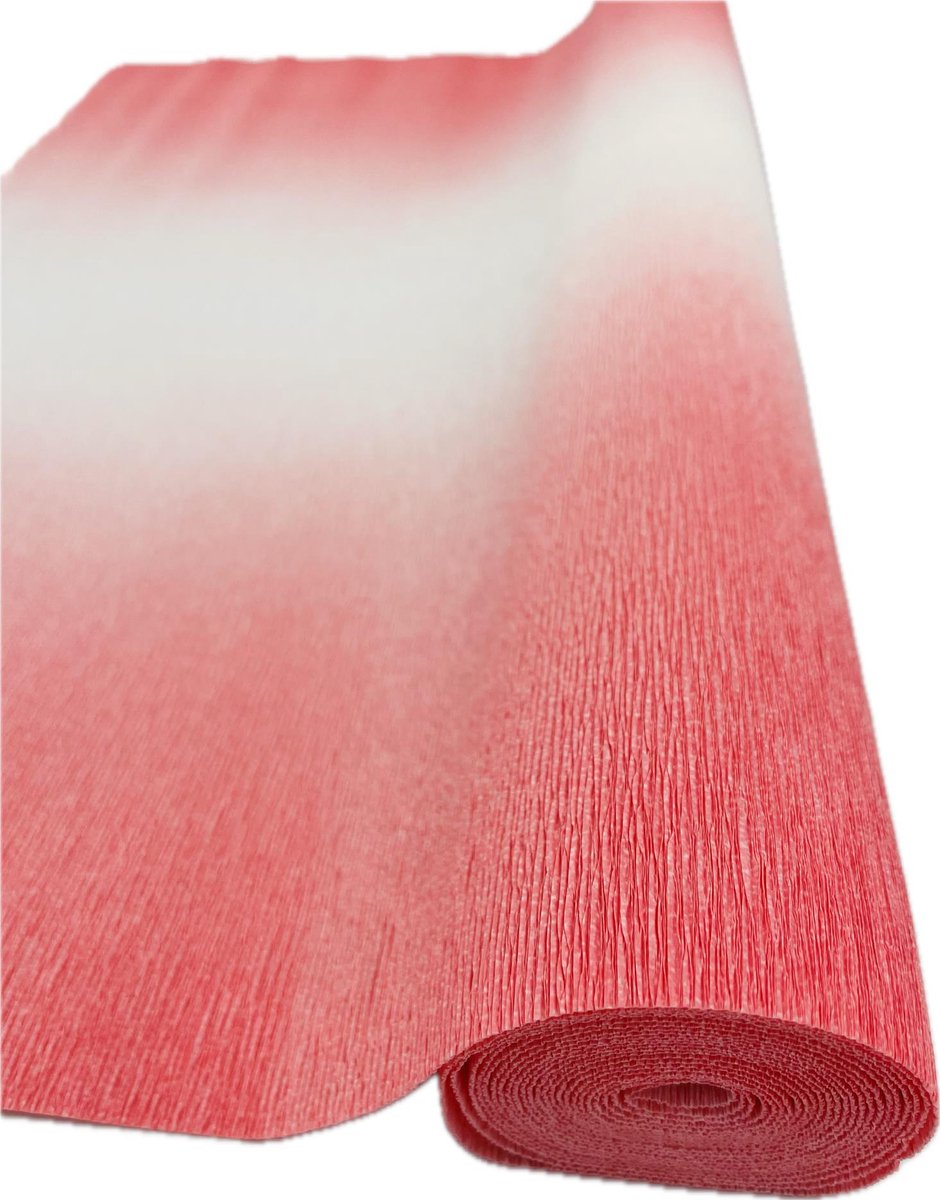 Italiaans Crêpepapier 600/4 Wit-Roze 180g - Decoratie & Knutselen