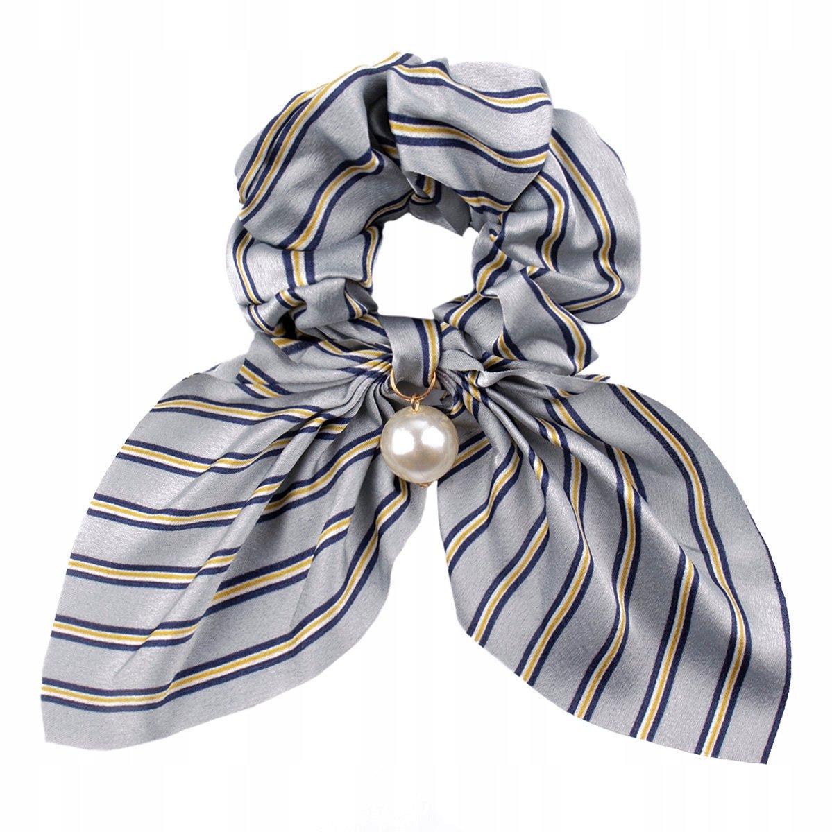 Scrunchie Haarband met Parel en Strepen - Elastische Stof