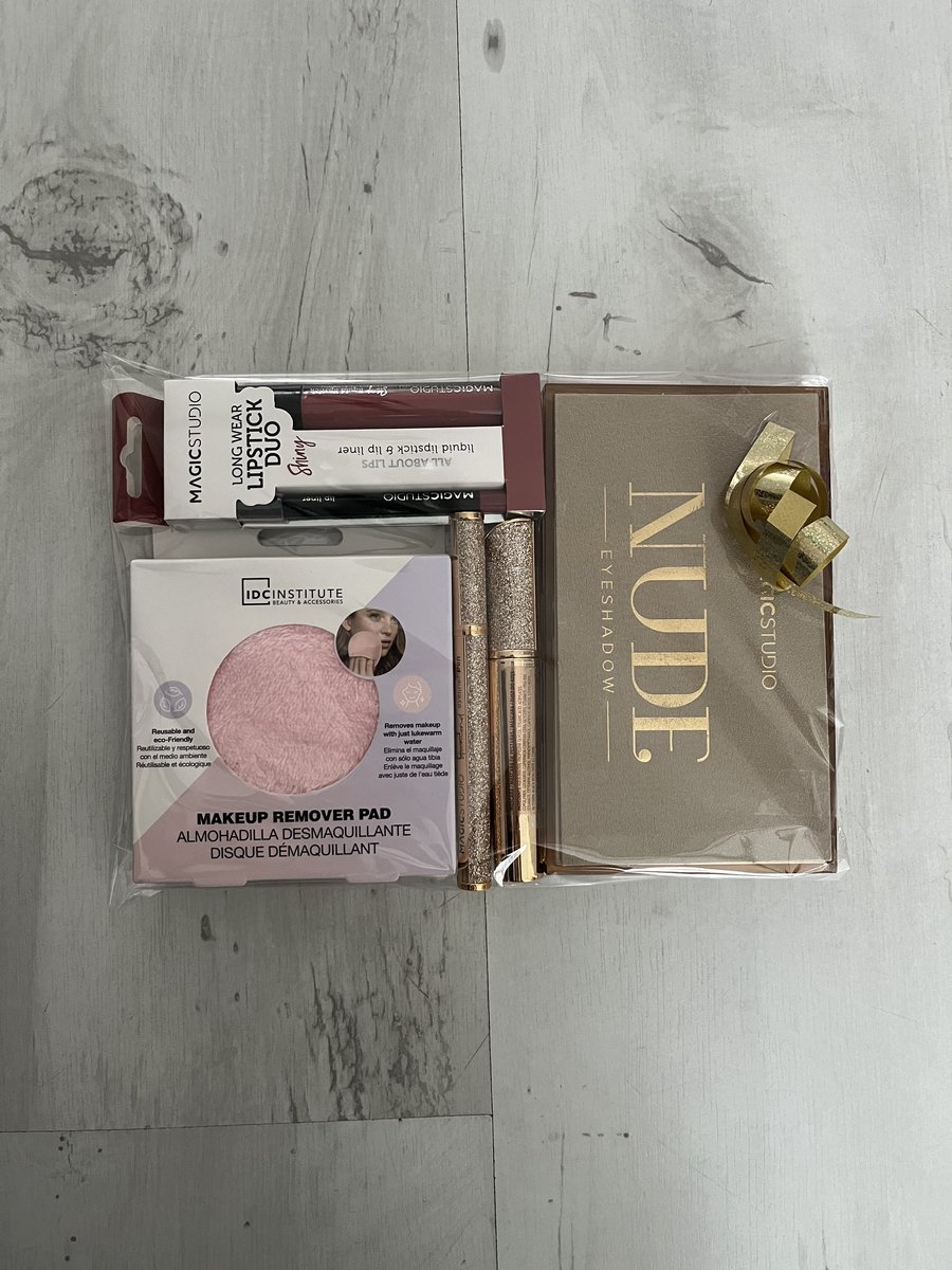 Complete Luxe Make-up Geschenkset – Mascara, Eyeliner, Lipstickset- oogschaduw pallet- reinigings pad– Perfect Cadeau voor Haar, Verjaardag, Moederdag- giftset dames- dames cadeauset- beauty giftset- eyeshadow
