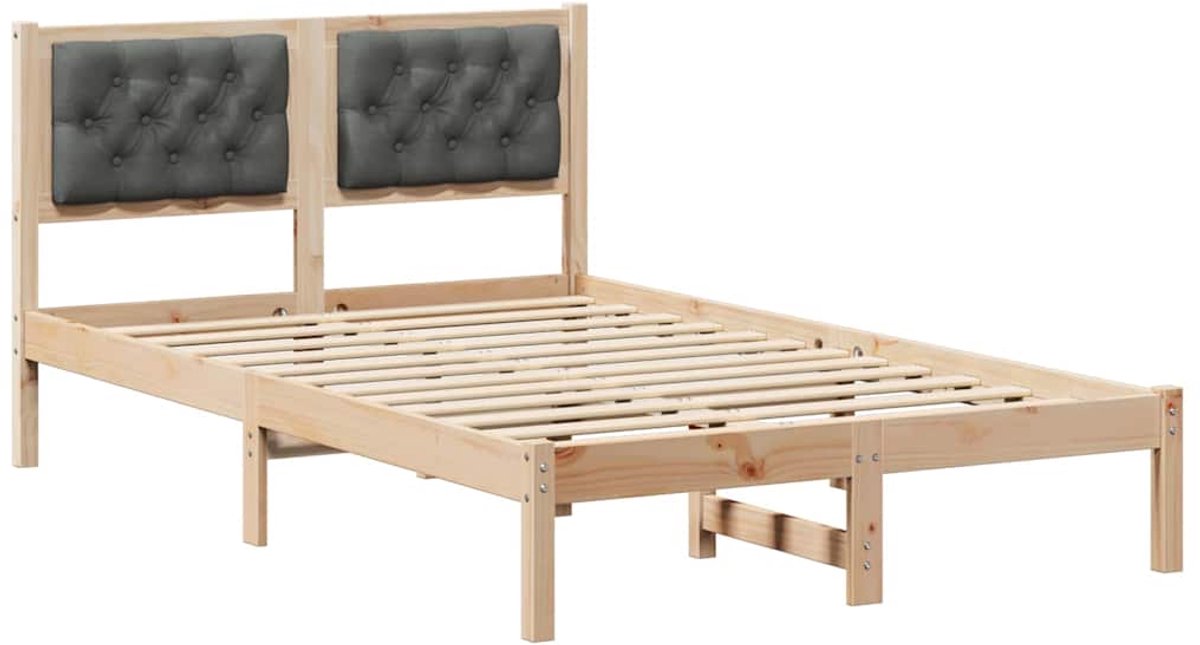 vidaXL Bedframe - Donkergrijs - 120 - x - 190 - cm - Massief - grenenhout