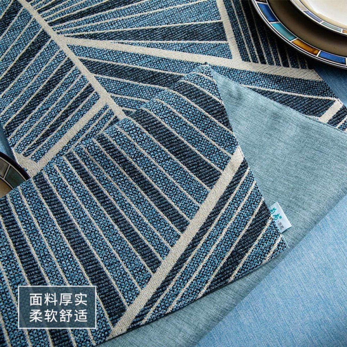 Blauwe Ovale Tafelkleed voor Koffietafel - Modern en Minimalistisch Vinyl