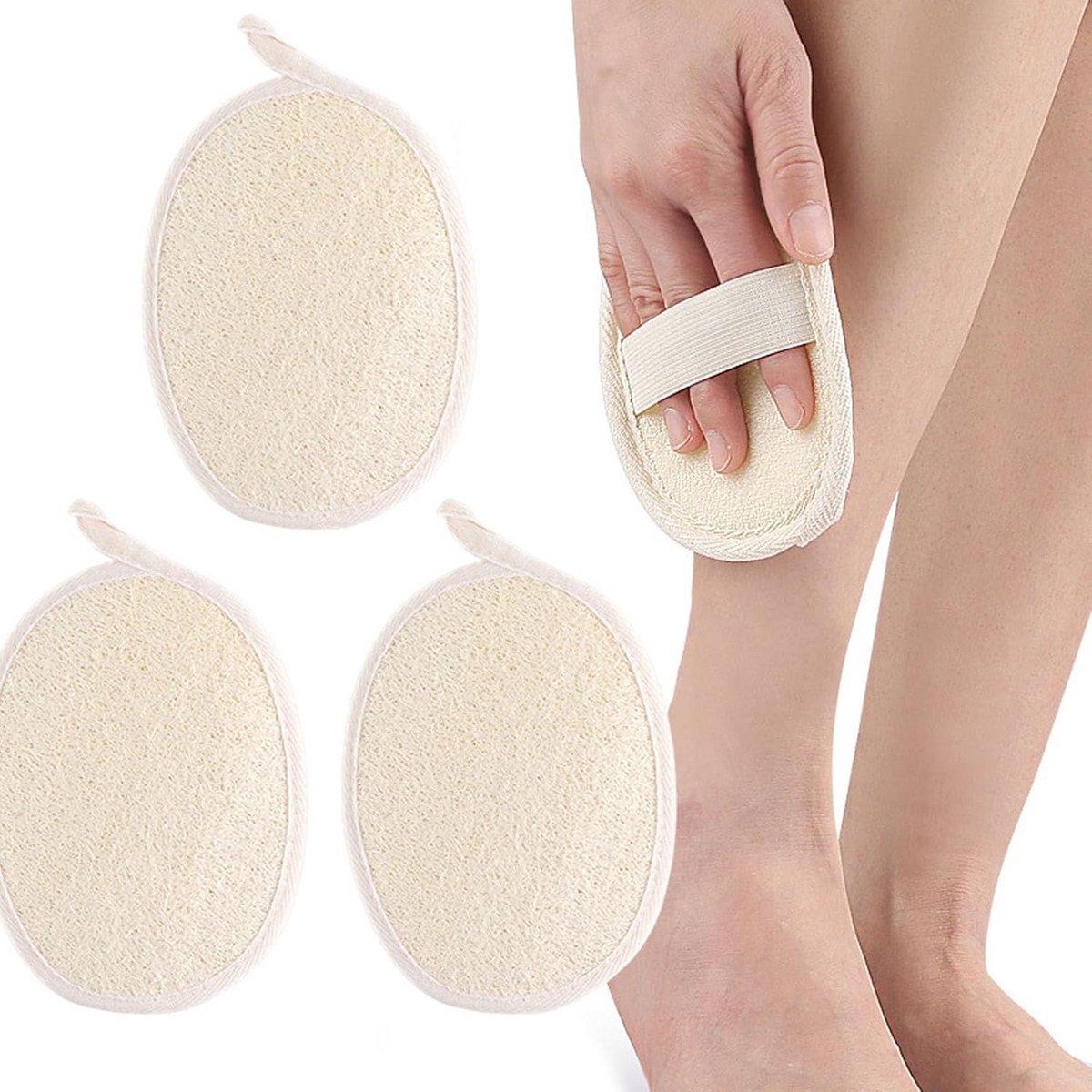 3 Stuks Natuurlijke Luffa Spons voor Lichaamsscrub en Douche