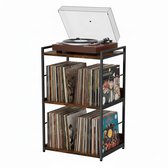 Système de rangement LP ACAZA - Support LP - Marron vintage / Noir - 45 x 30 x 66 cm (L x P x H) - Système de rangement vinyle - Meuble à disques - Armoire à disques - Support à disques - Étagère LP - Beaucoup de disques