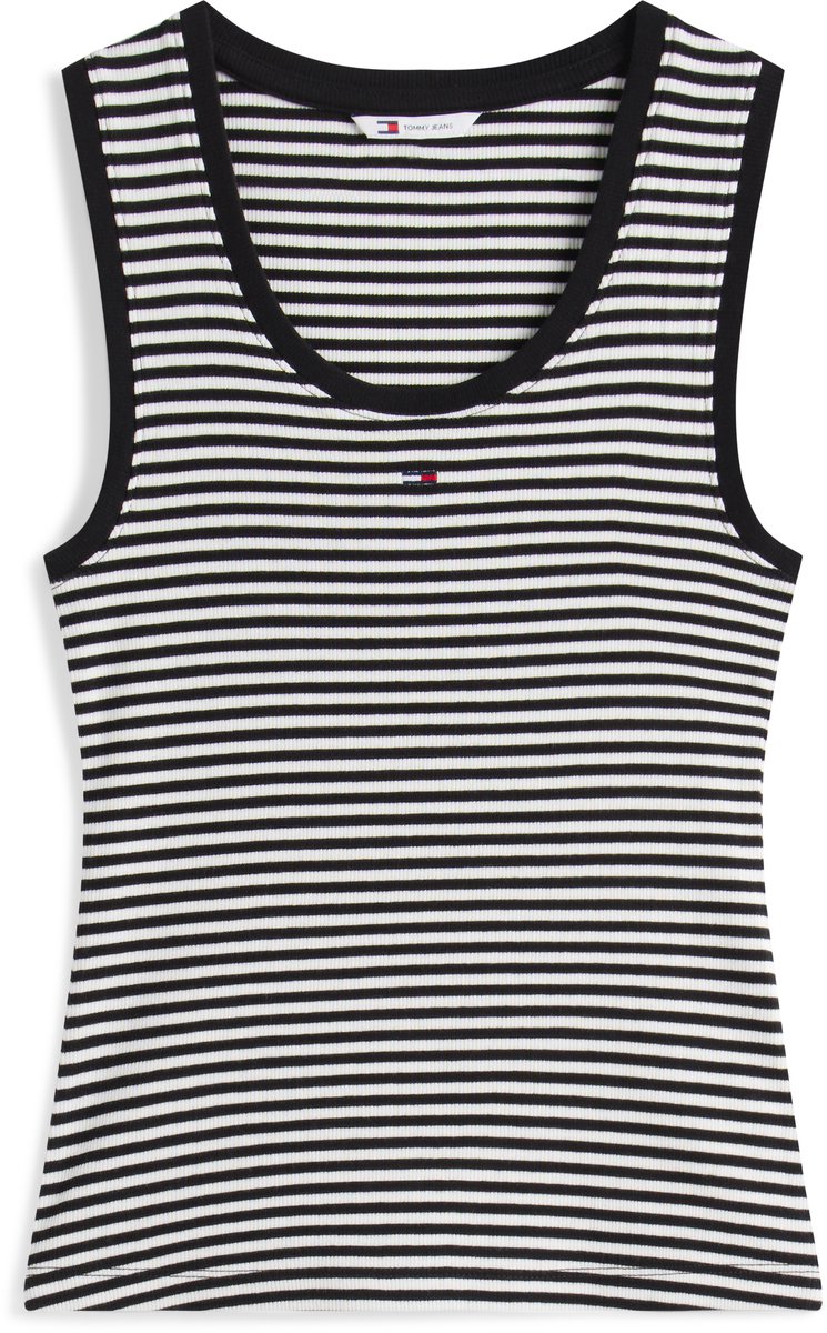 Tommy Jeans Top Tjw Essential Rib Tank Ext Dw0dw20673 0aq Ecru Stripe Dames Zwart