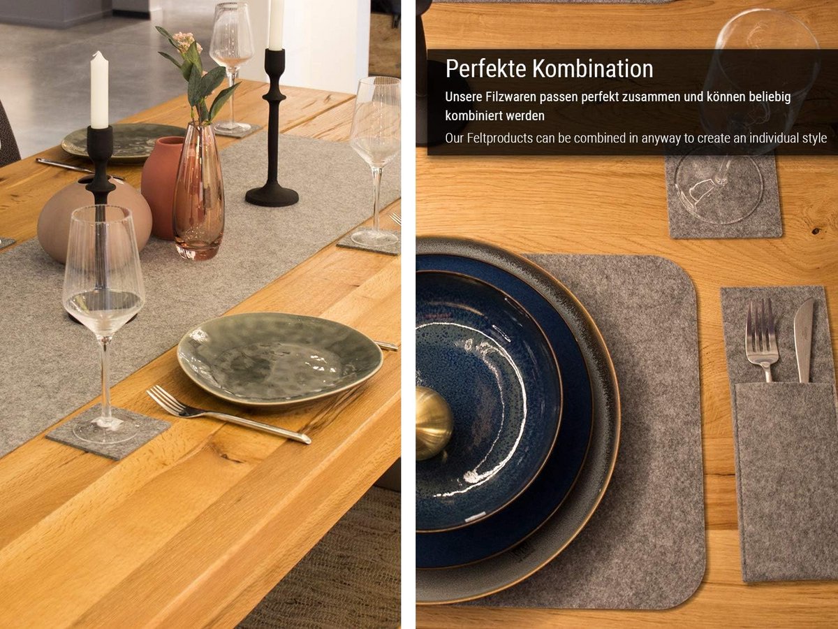 Set van 10 Vilt Onderzetters 10x10 cm - Modern, Wasbaar en Stijlvol Tafelbescherming