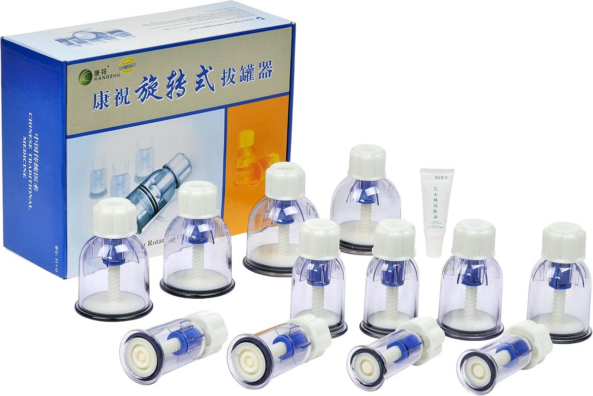 Roterende Chinese Cupping Therapie Set - 12 Cups voor Gemakkelijke Behandeling