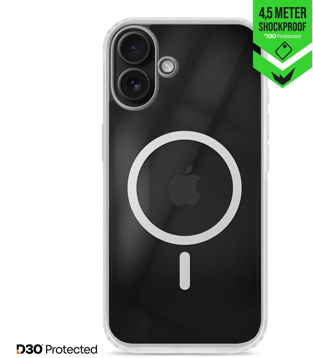 Striker Doorzichtig Hoesje geschikt voor Apple iPhone 16 MagSafe Telefoonhoesje Hardcase | Striker X-Core Xtreme Impact Backcover Shockproof | Geschikt voor MagSafe | Geschikt voor Draadloos Opladen met Magnetische Ring | Geschikt voor MagSafe Case -