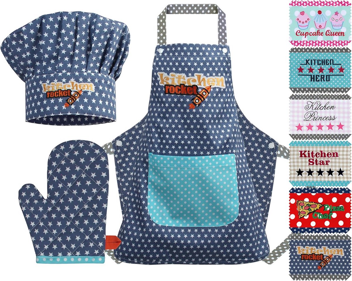 Kinder Kookset: Koksmuts, Schort en Ovenwant - Perfect voor Thuiskoks (7-12 Jaar)