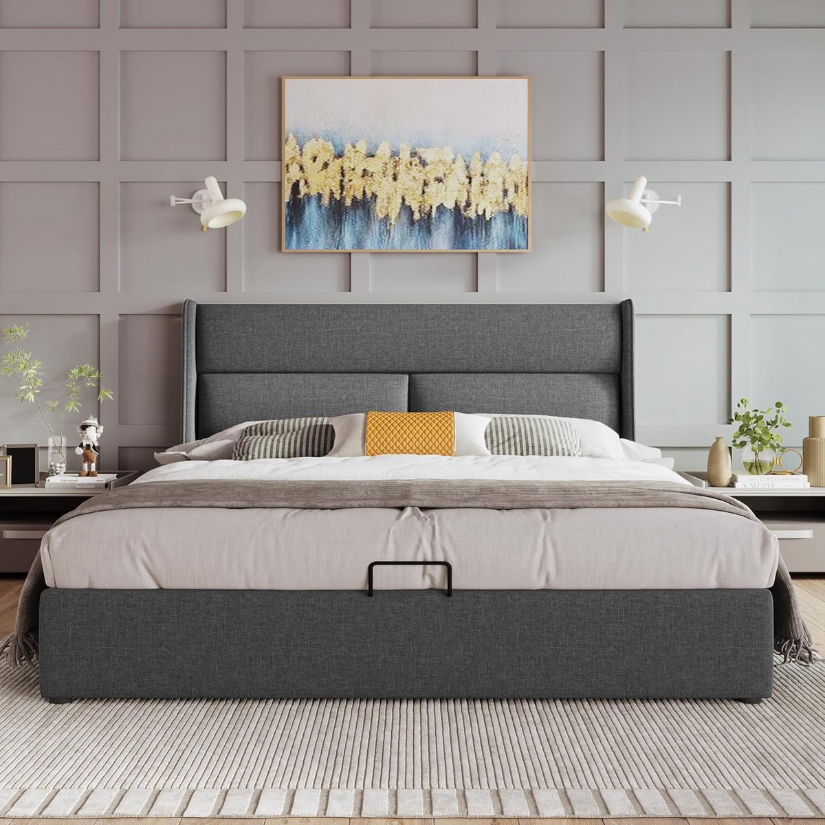 Tweepersoonsbed met Opbergruimte en Verstelbare Hoofdsteunen 160 x 200 cm