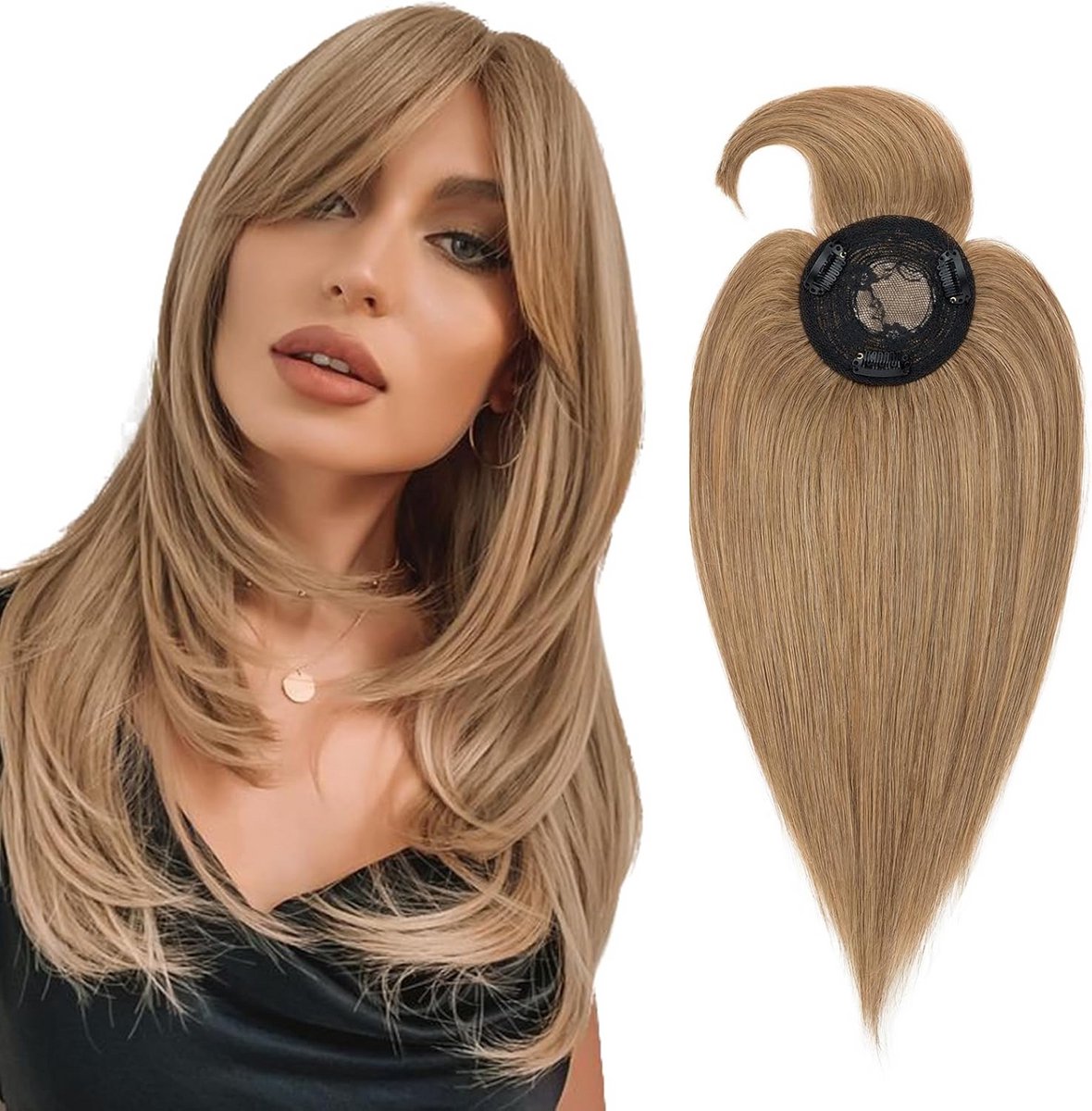 Toupet Echt Haar voor Dames 25,6 cm met Natuurlijke Pony en Monobasis