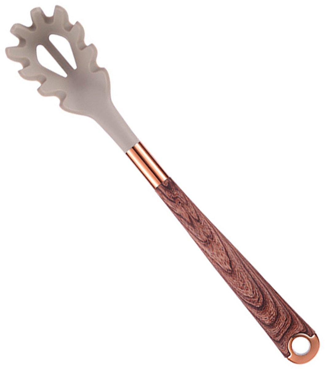 Profile Spaghettilepel -Noedellepel -Noedellepel met lange steel -Pastalepel -Gemakkelijk vast te houden -Gekartelde randen - Kan worden opgehangen - 32*5,5 cm - Geschikt voor groenten, noedels, gehaktballen - Houtkleur