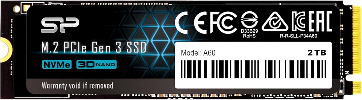 Interne NVMe SSD 2TB PCIe Gen3x4 M.2 voor Snelle Opslag