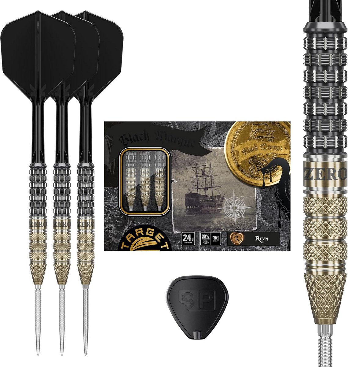 Set van 3 Professionele Steeltip Dartpijlen 24g - 90% Tungsten met Verwisselbare Nano Swiss Points en K-Flex Shafts