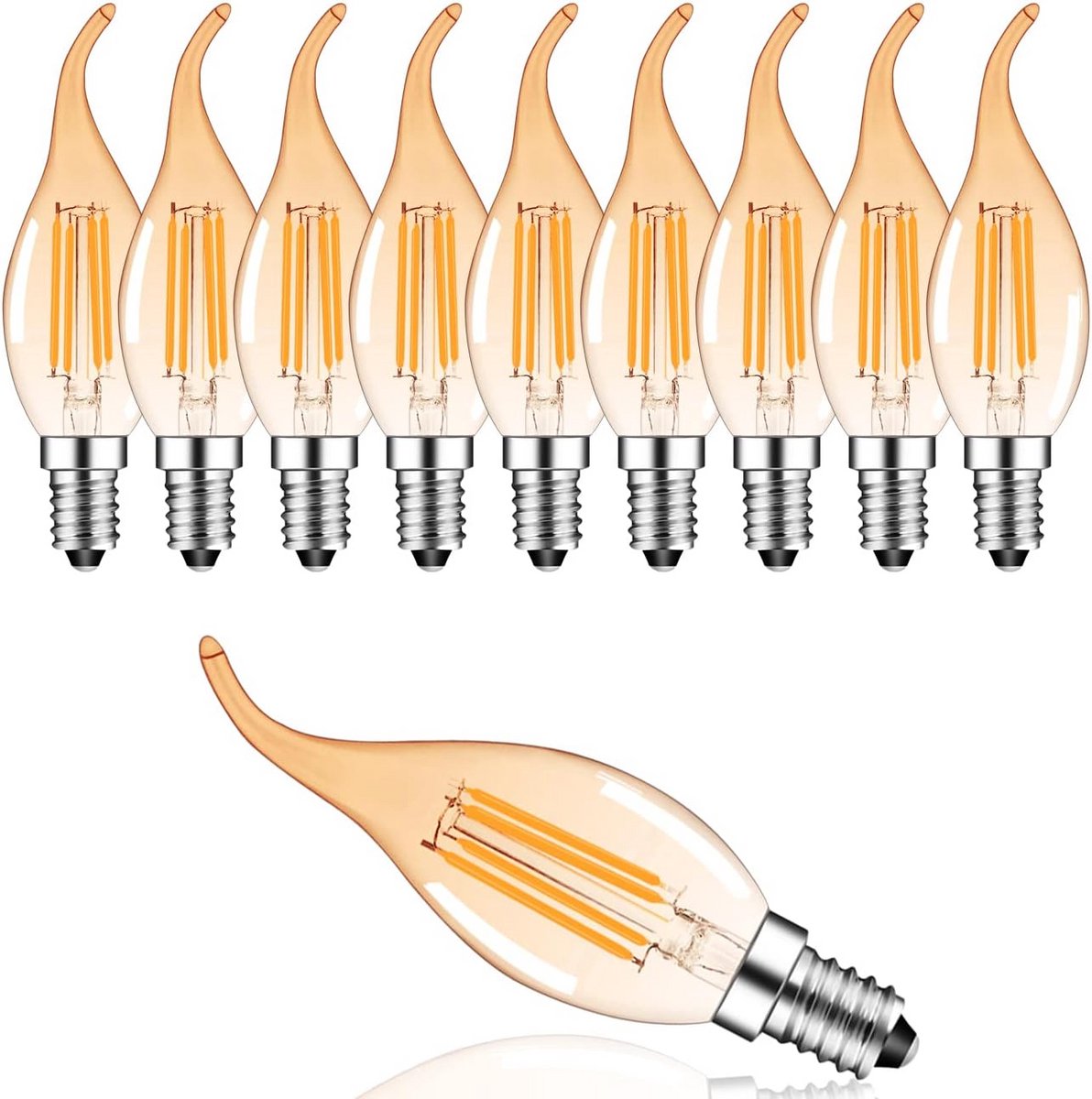 Dimbaar E14 LED Kaarslamp Warm Wit 2700K C35 Lichtbronnen 10 Stuks