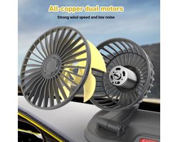 Krachtige 12V Dubbele Kop Autoventilator met 360° Rotatie voor Koele Lucht