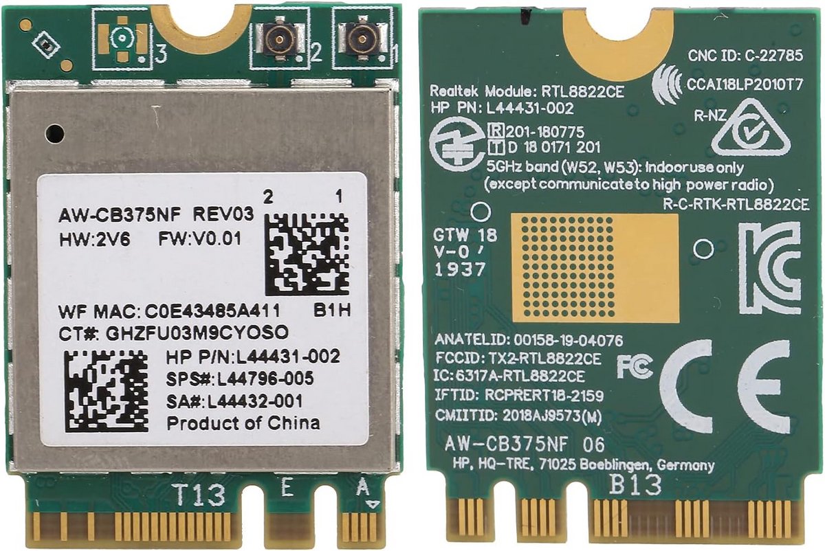 Draadloze Wifi Module M.2 NGFF Dual-Band 2.4/5GHz met Bluetooth 5.0 voor Snelle Netwerkverbinding