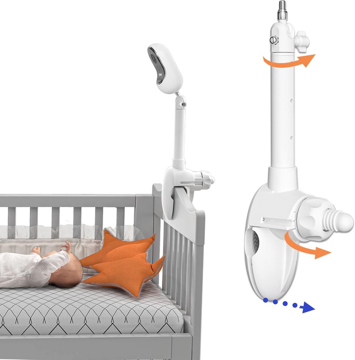Babyfoonhouder - Wiegstandaard - Baby in de gaten houden - 360 graden verstelbaar - 30 x 7 x 7 cm