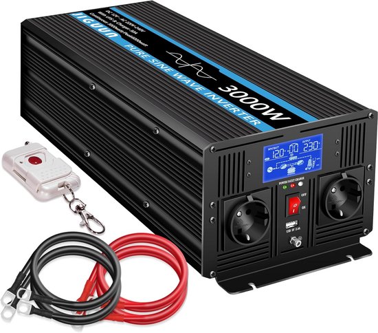 Zuivere Sinus Omvormer 3000W 12V naar 230V met 30A Lader en UPS Functie