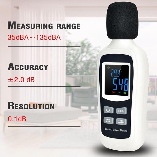 Benetech GM1356 decibelmeter - geluidsmeter (A/C) Datalogger export functie - Alarm functie