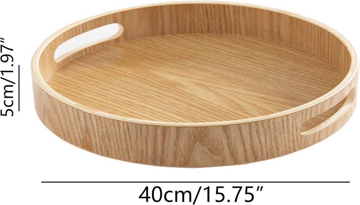 Ronde Houten Dienblad met Handvatten 40 cm - Serveerplank voor Borrelhapjes en Ontbijt — cadeau in Cadeau-ideeën - foto 4