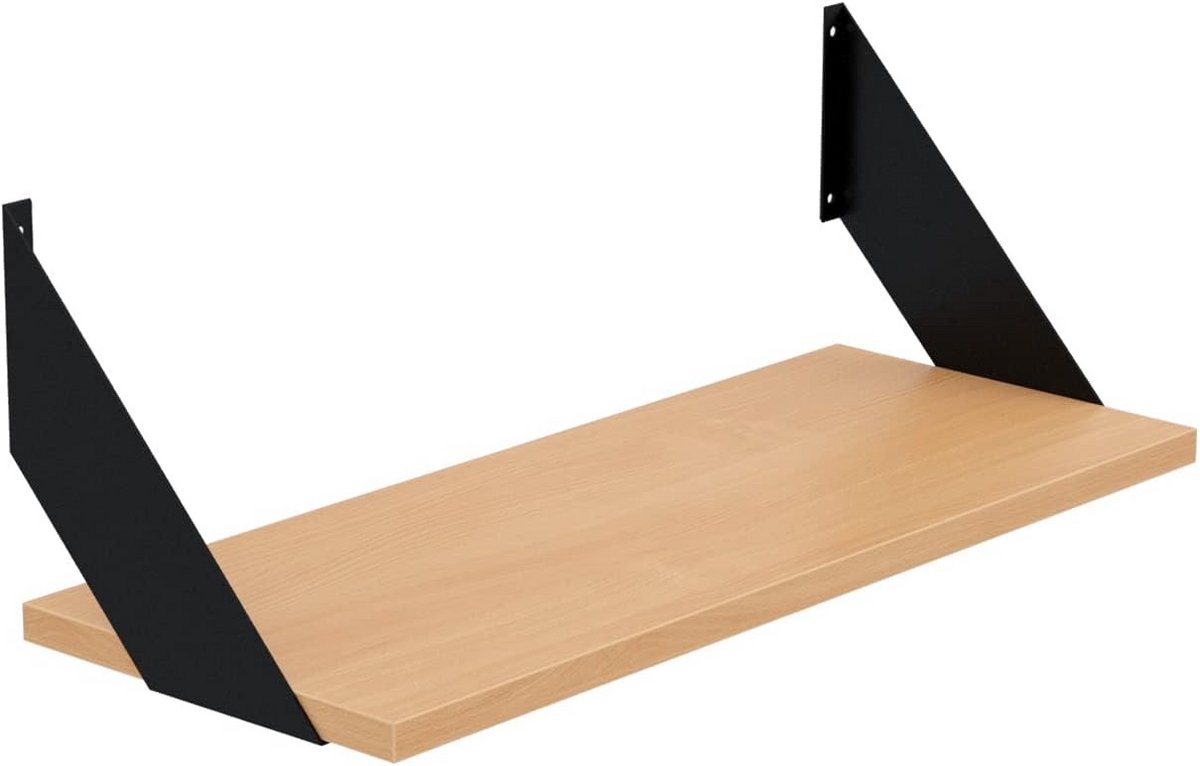 Industrieel Houten Wandrek met Metalen Beugels - Modern Wandmeubel voor Woonkamer en Kanto