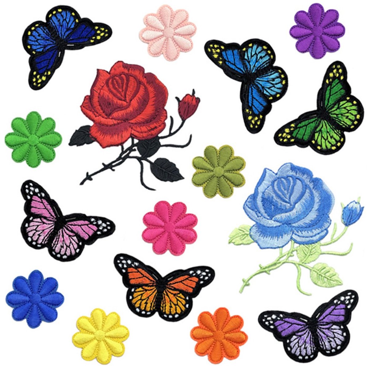 JeiibrZui Strijkpatches - Kledingpatches - Milieuvriendelijke, handgemaakte, unieke ontwerpen voor reparatie en decoratie - Verpakking van 23 stuks - Geschikt voor kinder- en volwassenenkleding, verkrijgbaar in diverse kleuren
