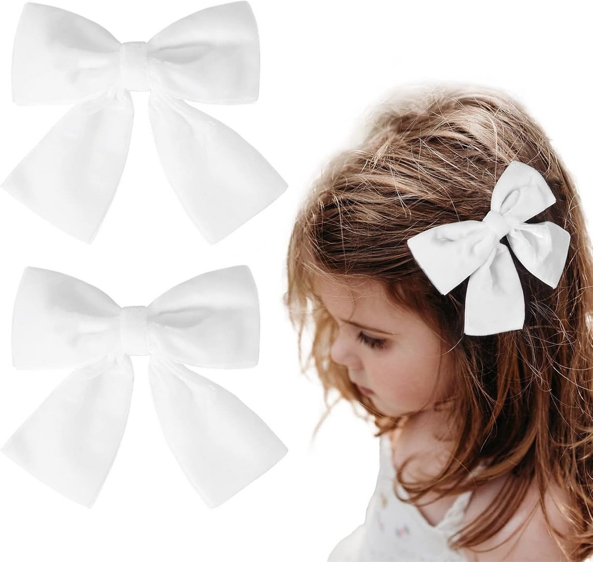 2x Grote Haarspeld met Strik voor Dames - Elegante Franse Haarklem met Strik - Wit