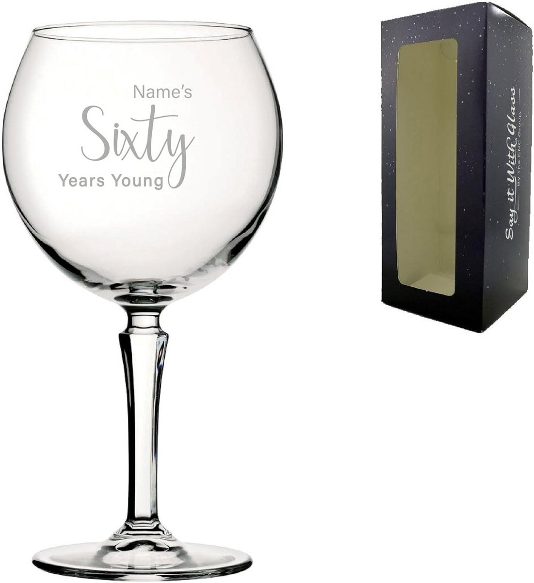 Gegraveerd Cocktailglas 60e Verjaardag Cadeau - Gepersonaliseerd Gin Glas 650ml