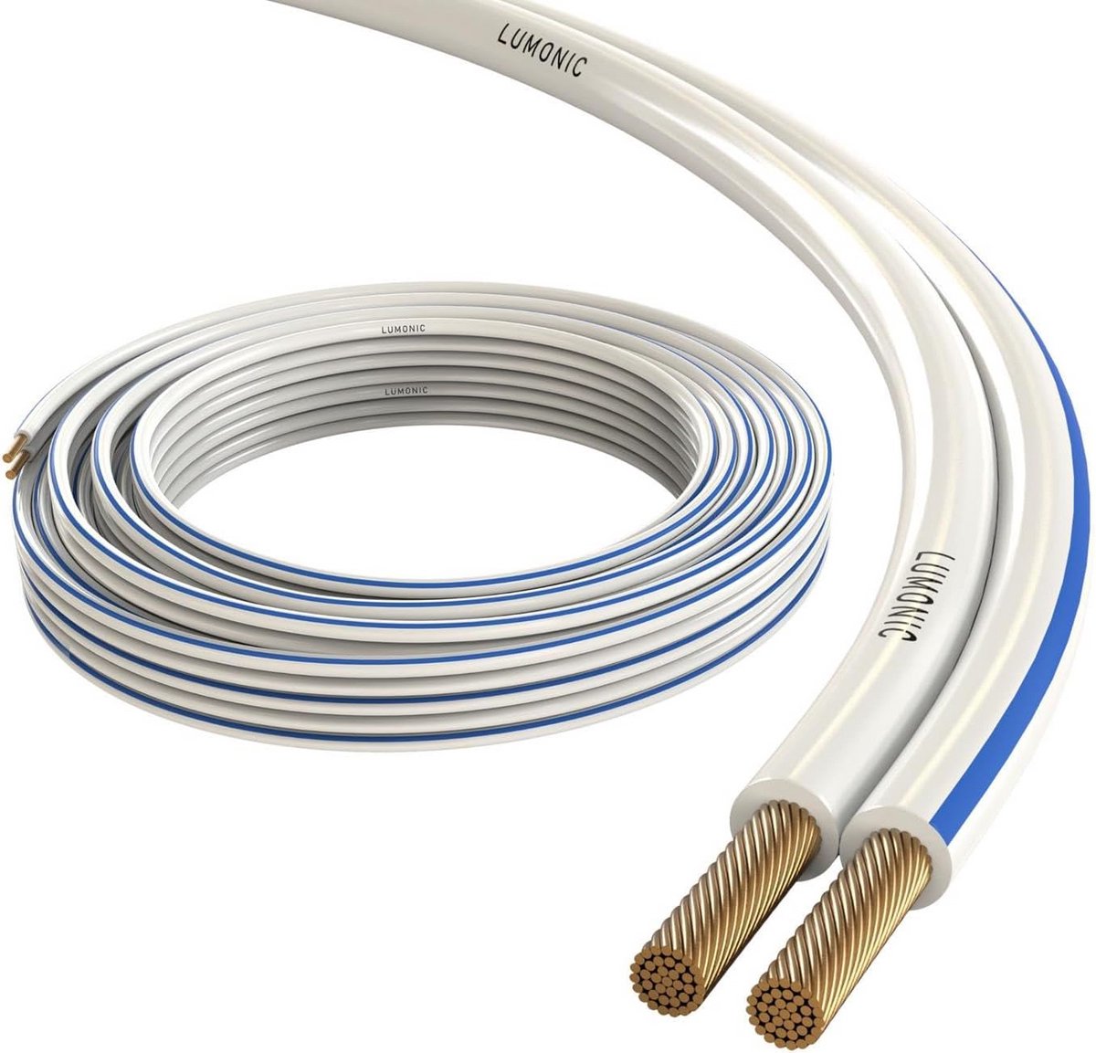 25m Luidsprekerkabel Wit - 2x 0,5mm² CCA - Dubbele Audiokabel voor Hifi Speakers