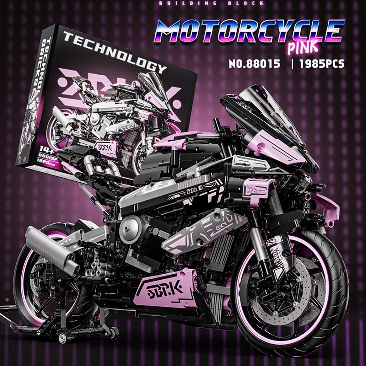 Bouwspeelgoed/Montagespeelgoed/Roze Motormodel/kindercadeau voor een verjaardag 88015(1920+ Stuks)