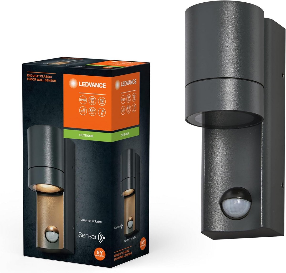 Buitenwandlamp met Bewegingssensor en Daglichtsensor GU10 IP65 Donkergrijs