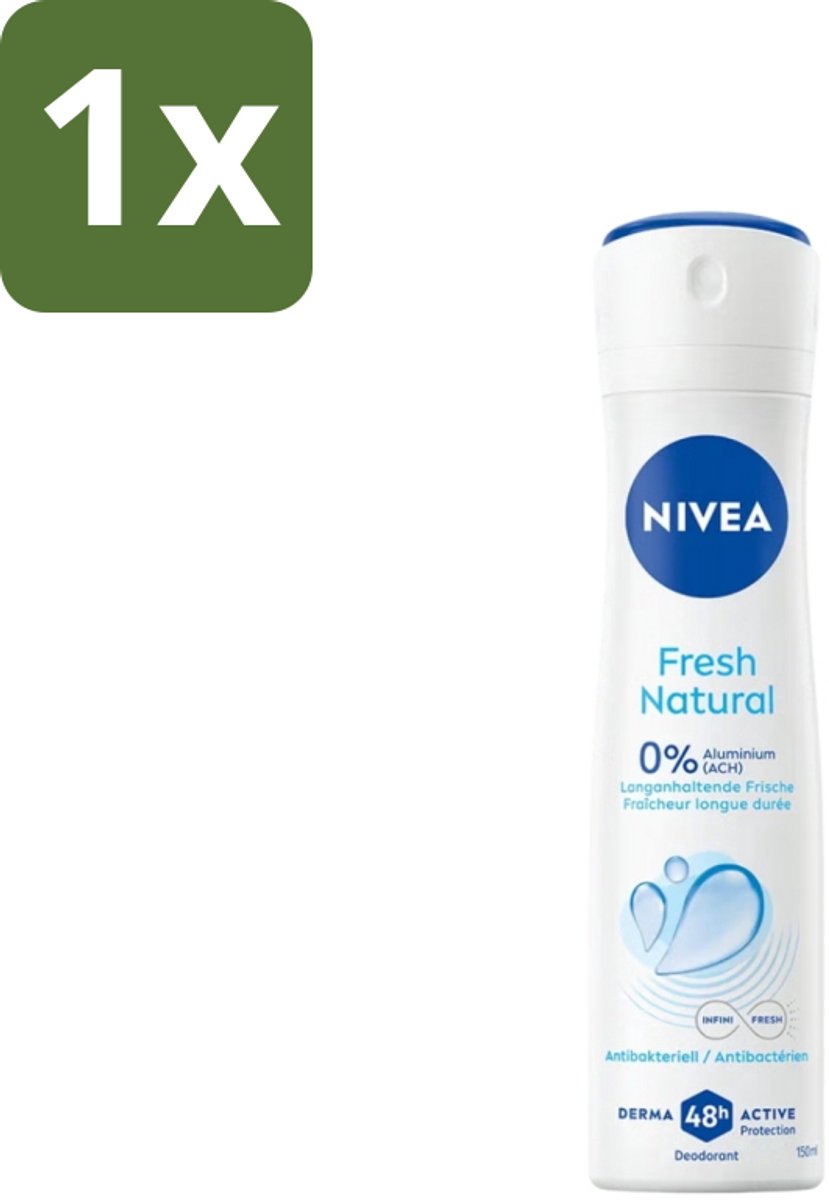 1 x Nivea - Deodorant Spray - Fresh Natural - 48 Uur Lang Werkend - 150 ml - NIVEA Deodorant Spray - Anti-transpirant - 48 Uur Bescherming - Frisheid - Natuurlijke Geur
