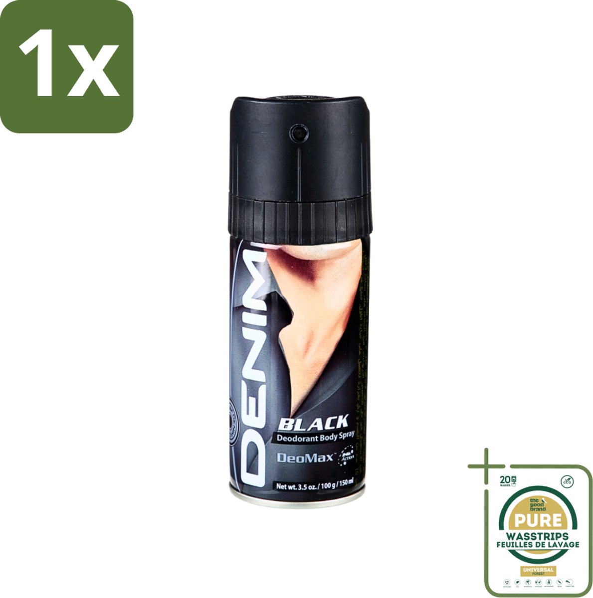 1 x Denim - Deodorant Aerosol - Black Geur - Voor Mannen - 150 ml- Deodorant Spray Mannen - Deodorant Spray - Deodorant Spray Black - Deodorant Spray 150 Ml - Deodorant Spray Voor Mannen