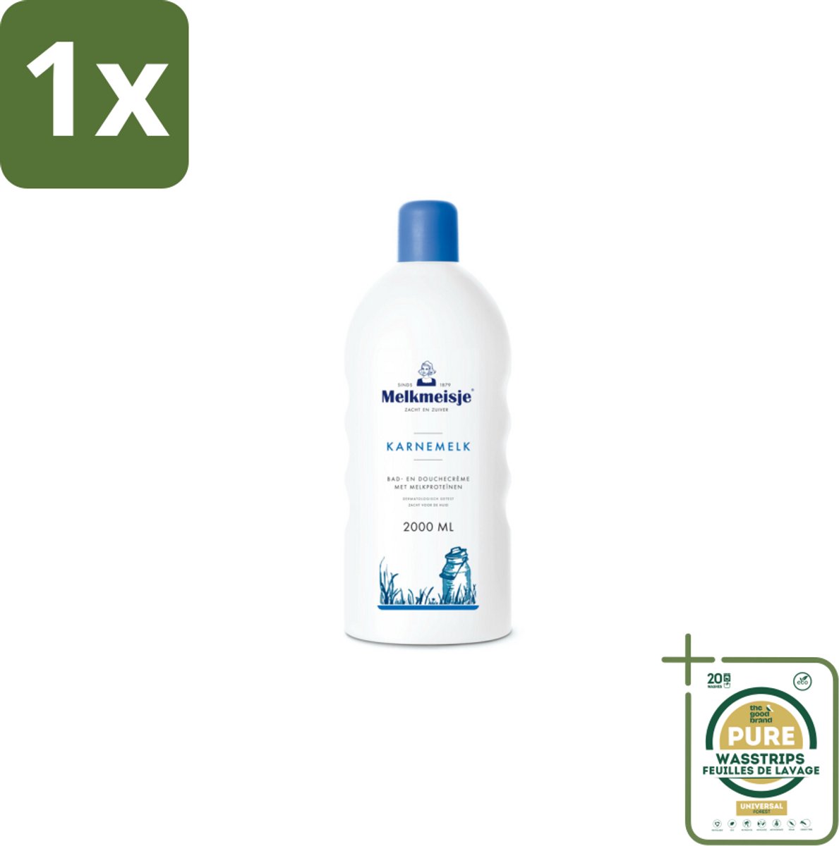 1 x Melkmeisje Bad en Douche Crème Karnemelk 2000 ml- Bad En Douche Crème - Melkmeisje - Karnemelk - Huidverzorging - Voedende Crème