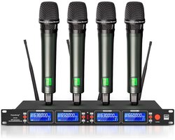 Professionele Draadloze Microfoon Set met 4 Kanalen - Lange Receptie voor Feest en Optreden