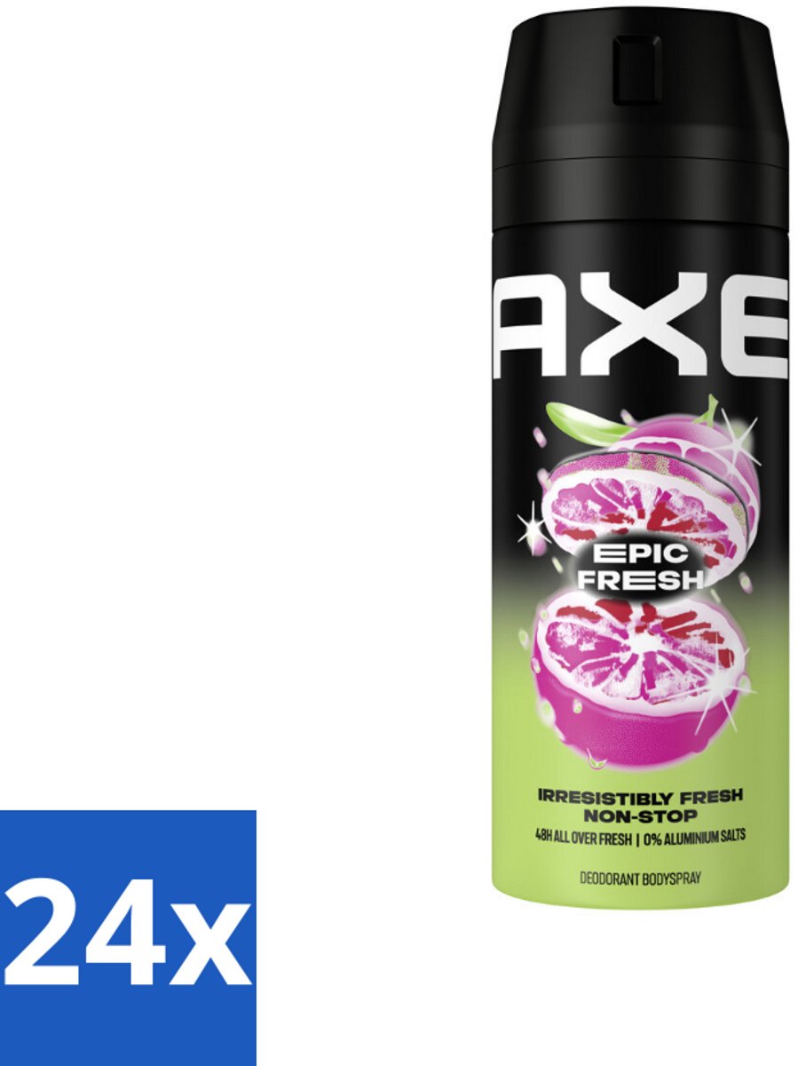 24 x AXE - Deodorant Spray - Epic Fresh - Citrus & Mint - Ultra Fris - 150 ml - AXE Deodorant - Deodorant Spray - Frisse Geur - Citrus Geur - Mint Geur