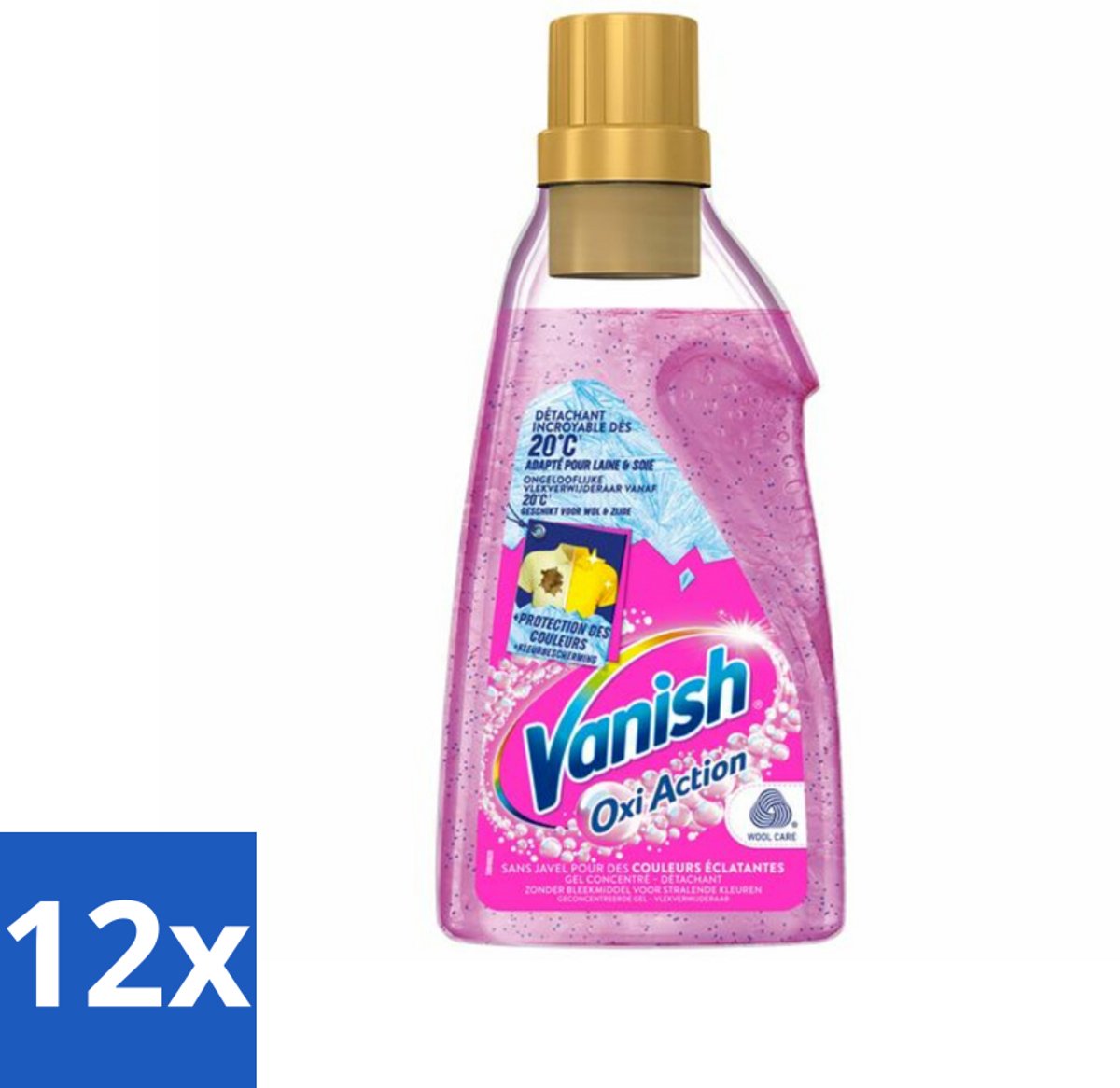 12 x Vanish - Vlekverwijderaar - Oxi Action Wasbooster Gel - Voor Gekleurde Was - 750 ml - Vlekkenverwijderaar - Wasbooster - Gekleurde Was - Wasmiddel - Wasgel