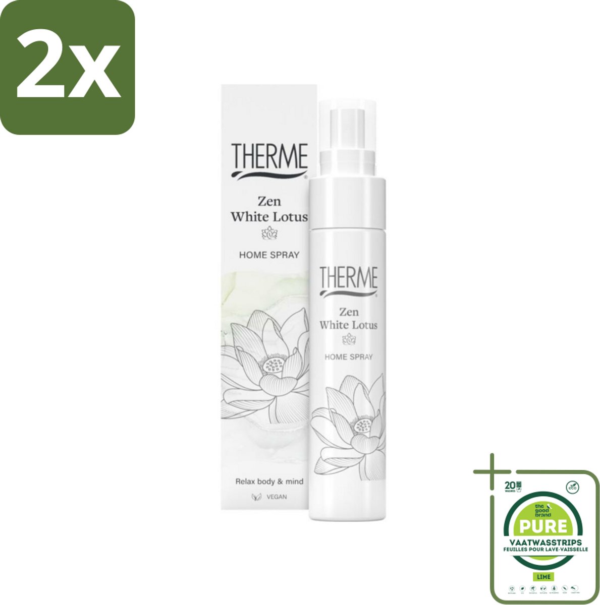 Therme - Zen White Lotus - Interieurspray - Langdurige Geur - Aromatisch - 60ml - Voordeelverpakking - 2 stuks - Interieurspray - Geur