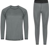 DANISH ENDURANCE Set de Sous-vêtements Thermo pour femmes et hommes - à partir de matériaux recyclés - Grijs/ Zwart - S