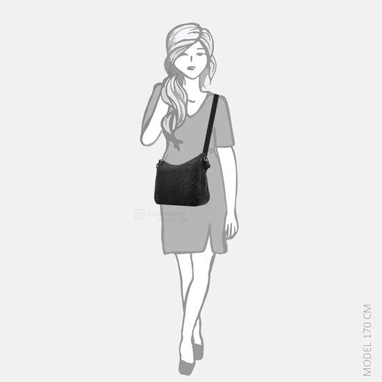 Sac à bandoulière Hide & Stitches inspiré de l'illusion - Bandoulière - Femme - Cuir - Tissé à la main - Zwart - 100 % Cuir