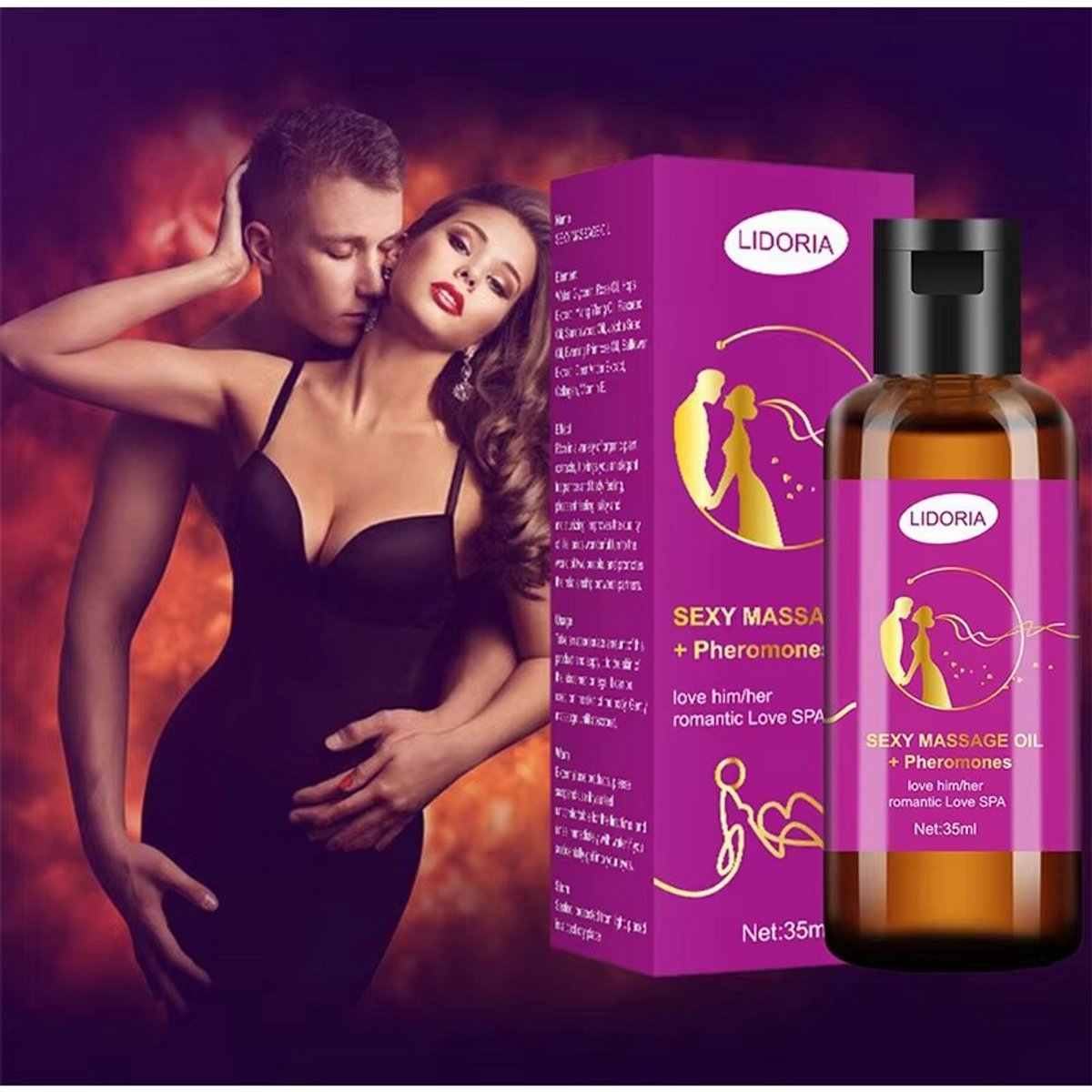 LIDORIA Erotische massageolie | Massageolie met feromonen | Sensuele massageolie | Romantische massage olie | Intieme olie voor koppels | Feromoon olie | Zijdezachte massageolie | Natuurlijke sensuele olie | Spa massage olie | Sex aantrekkingskracht