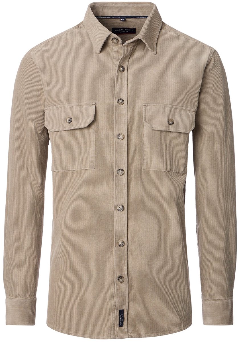 Casamoda Casual hemd korte mouw Beige Kent Casual Fit 454482600/600